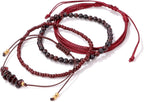 4Pcs Natural Stone Bead Bracelets for Women Healing Crystal Bracelet Boho Gemstone Bracelets Summer Woven Stretch String Bracelets for Women