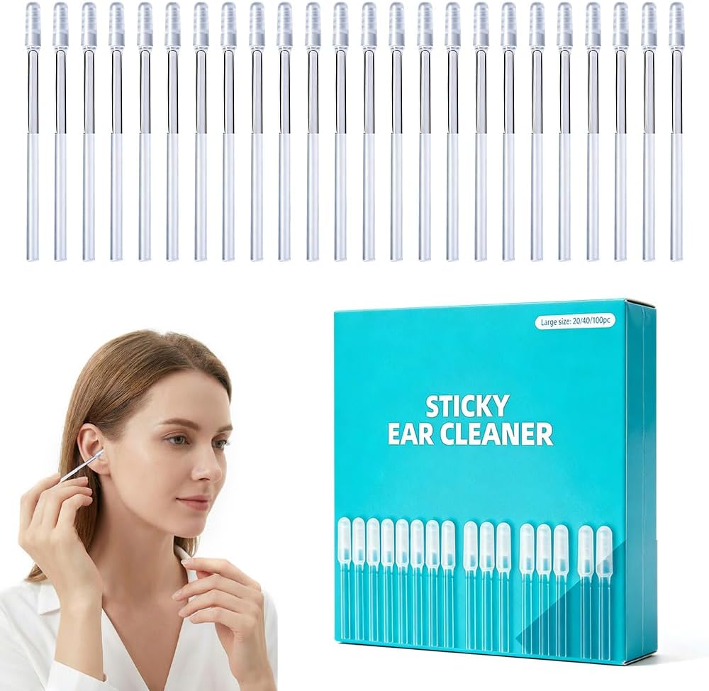 Reusable Sticky Ear Cleaning Stick, 2026 Upgraded 24 Pcs Ear Wax Removal Tools, Earwax Adhesive Swabs for Adults, Home (Light Blue, Small - 24 pcs)