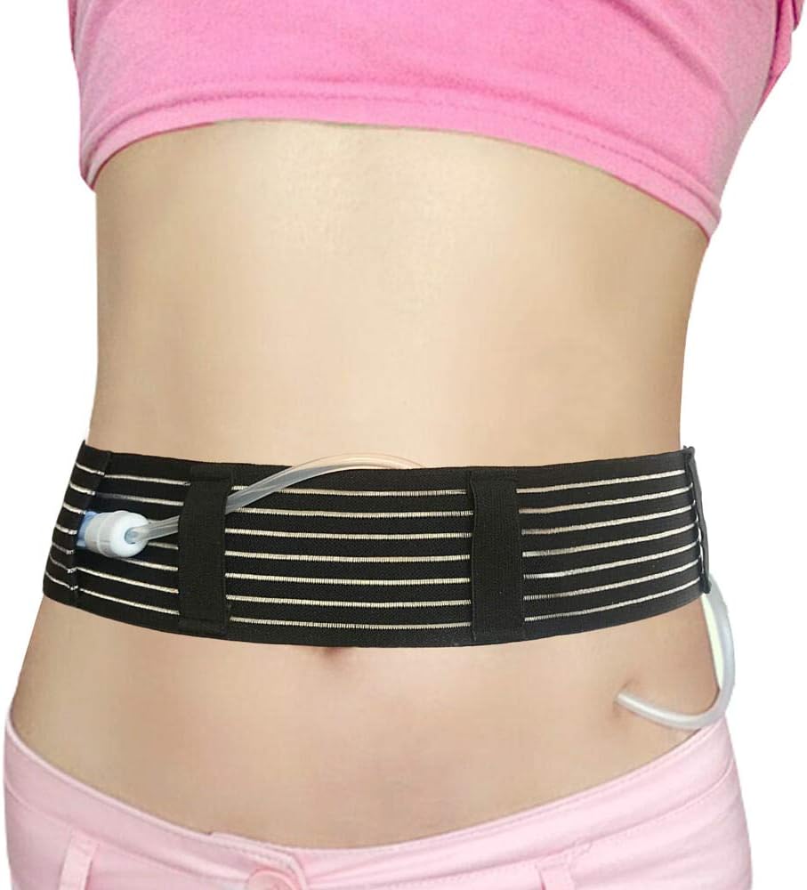 Breathable Peritoneal Dialysis Belt Stretch G/Peg Feeding Tube Holder PD Catheter Covers Bag Drainage Abdominal Fixation Medical Nursing Supplies, Large(35-49 Inch) Black