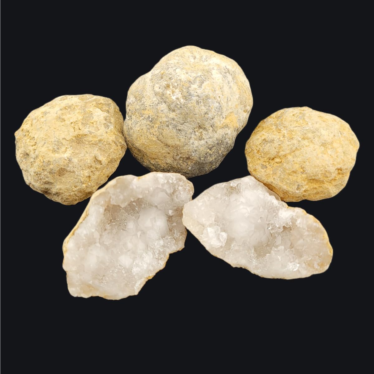 3-5Pcs Mini Geodes 0.8''-1.2''Natural Raw Crystals Rough Stones Rocks for Tumbling Polishing Cabbing Gemstones Crystals and Healing Stones for Wicca Reiki,Fountian Rocks for Decorations (Geodes)