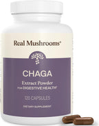 Real Mushrooms Chaga Mushroom Capsules – Organic Chaga Extract Powder with Extract Powder for Wellness & Energy Support– Vegan, Non-GMO, 120 Capsules – Organic Mushroom Supplement