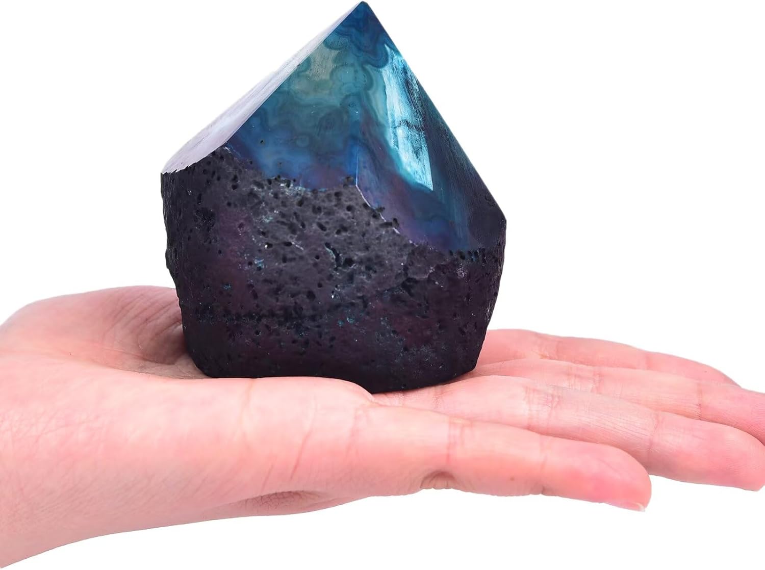 CNYANFEI Agate Stone Wand Irregular Crystal Quartz Column Dyed Teal Agate Tower Home Decor