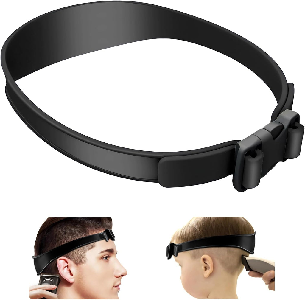 Fade Guide for Men Haircut, Adjustable Hair Trimming Guide Neckline Shaving Template Silicone Curved Haircut Band Self Hair Trimming Guide Band for DIY Home Haircuts (Black)