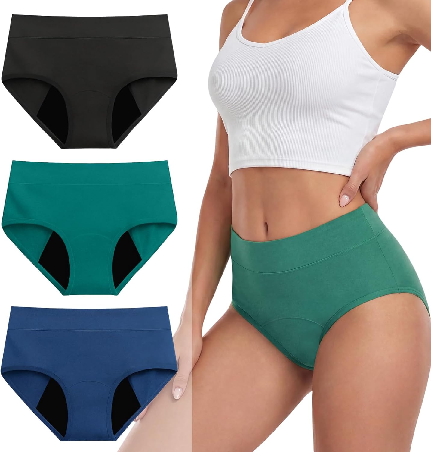 Incontinence Underwear for Women, Heavy Flow Period Panties, High Waisted Leakproof Postpartum Underwear Washable