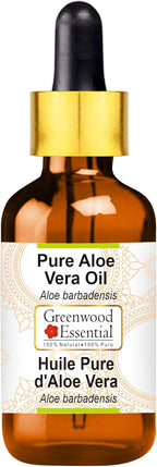 Greenwood Essential Pure Aloe Vera Oil (Aloe barbadensis) with Glass Dropper Premium Therapeutic Grade for Hair, Skin & Aromatherapy 15ml (0.50 oz)