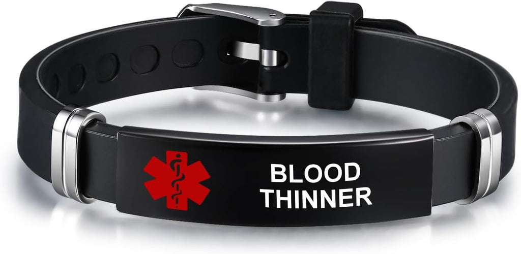Medical Alert Bracelet for Men Women Medical ID Tag Wristband Adjustable Stainless Steel Silicone Emergency Bracelet in Emergency First Aid