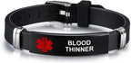 Medical Alert Bracelet for Men Women Medical ID Tag Wristband Adjustable Stainless Steel Silicone Emergency Bracelet in Emergency First Aid