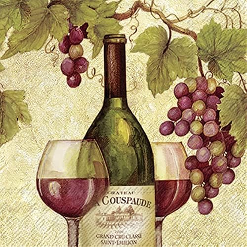 IHR Ideal Home Range - Paper Napkins RED WINE 20-Count 3-Ply Cocktail Napkins 5 x 5 inches
