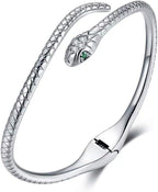 Presentski Snake Bracelet Sterling Silver Open Bangle Serpent Bracelet Vintage Silver Bracelet for Women