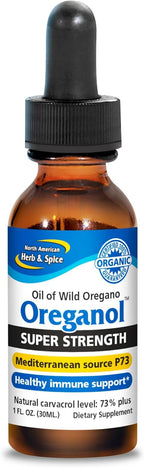 NORTH AMERICAN HERB & SPICE Super Strength Oreganol - 1 fl. oz. - Unprocessed, Wild, Organic Oregano Oil - Mediterranean Source P73 - Non-GMO - 432 Servings
