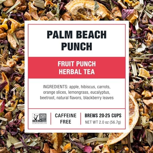 Tiesta Tea - Palm Beach Punch, Loose Leaf, Fruit Punch Herbal Tea, Caffeine-Free Tropical Blend with Apple and Orange, Brew Hot or Iced, Resealable Pouch, 25 Cups, 2 Ounce