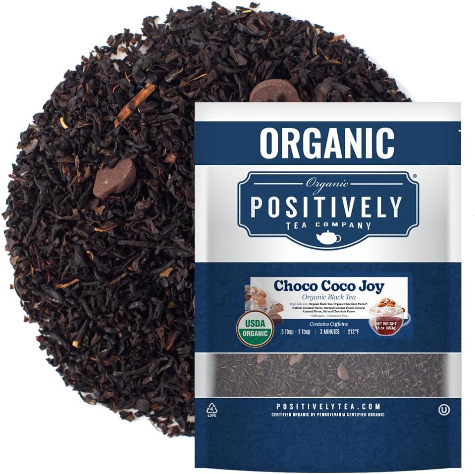 Organic Positively Tea Company, Choco Coco Joy Black Tea, Loose Leaf, 16 Ounce