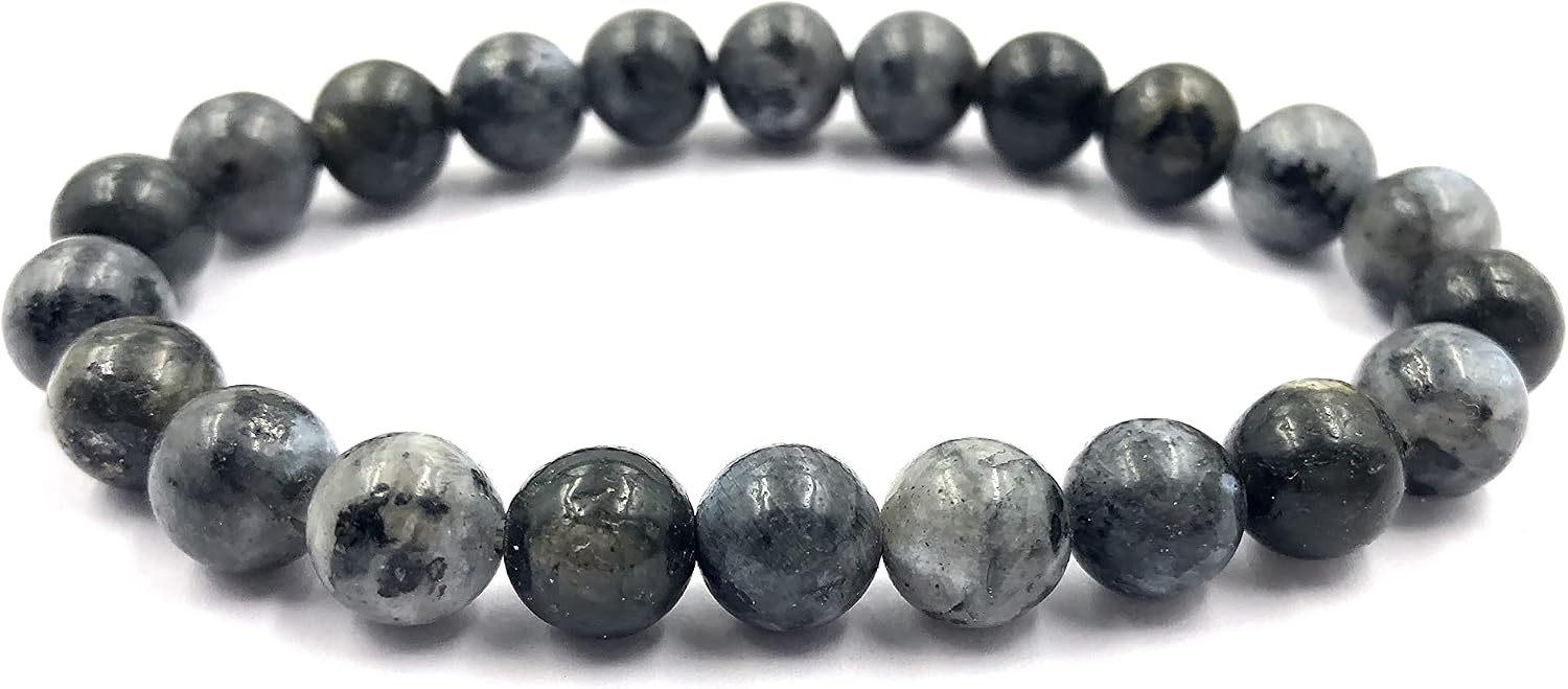 AAA Natural " " LARVIKITE "Gemstone 8mm Round Beaded Stretchable Elastic Bracelet for Gift,Designer Meditation Bracelet,Friendship Couple Bracelet,Bye Bye Anxiety Bracelet for Unisex