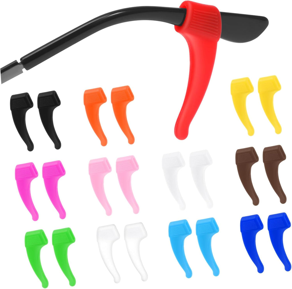 Healeved 12 Pairs Silicone Anti-Slip Ear Hooks for Glasses Comfortable Eyeglass Temple Tips Holder Secure Fit for Sports Travel and Outdoor Activities