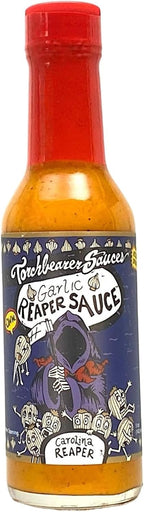 Torchbearer Sauces Garlic Reaper Sauce, 5oz Garlic & Carolina Reaper Hot Sauce, Heat Level 9 - Featured on Hot Ones - All Natural, Extract-Free, Made in USA