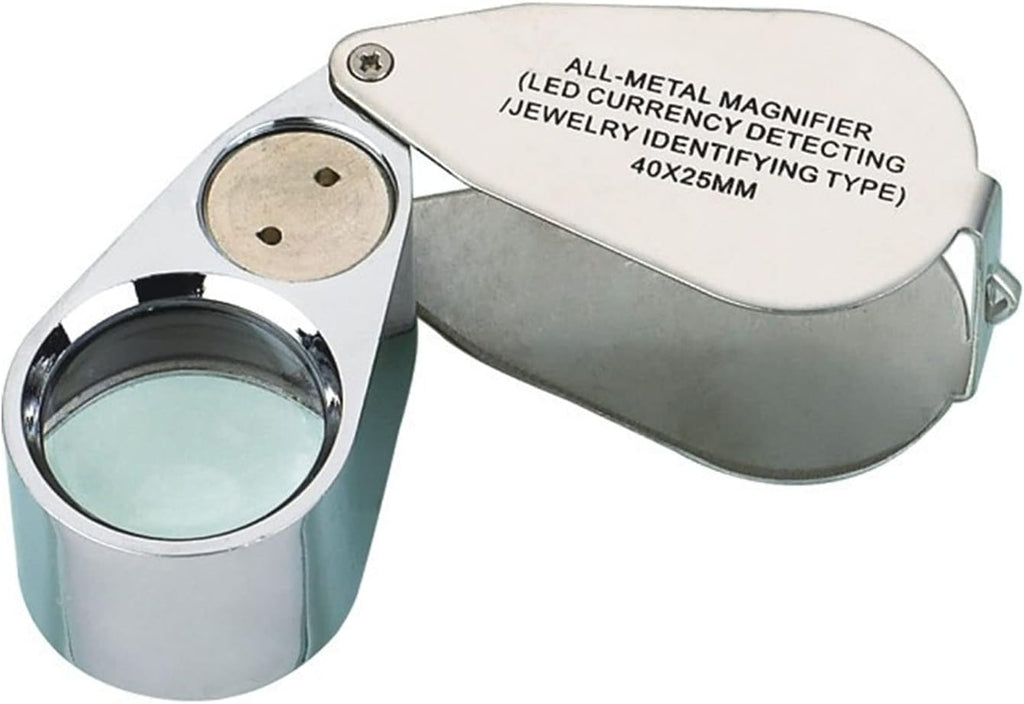 40X Jewelers Loupe, LED Light Illuminated Handheld Jewelry Eye Magnifier, Pocket Folding Magnifying Glass for Jewelry Stores, Daily Home Use