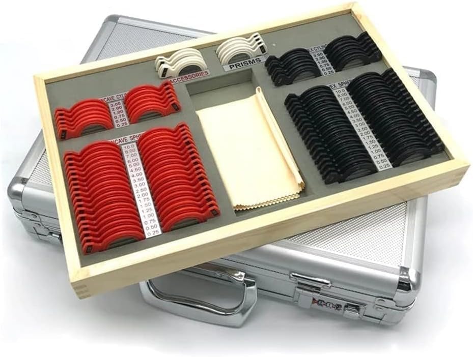 Generic Optical Trial Lens Set,Precise Optical Lens Optometry Kit,Trial Lens Set,Optometry Equipment Optical Trial Lens Set Case Free Trial Frame 104 Pcs/set