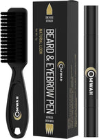 OMWAH Beard and Eyebrow Pencil Filler for Man, Water Proof Beard Pen, Beard Brush, Long Lasting Natural Finish (Dark Brown)