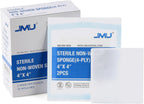 JMU Sterile Gauze Pads 4x4, Highly Absorbent Non-Woven Sterile Gauze Sponges, 25 Packs, 2 Pcs Per Pack, 50 Pcs Total