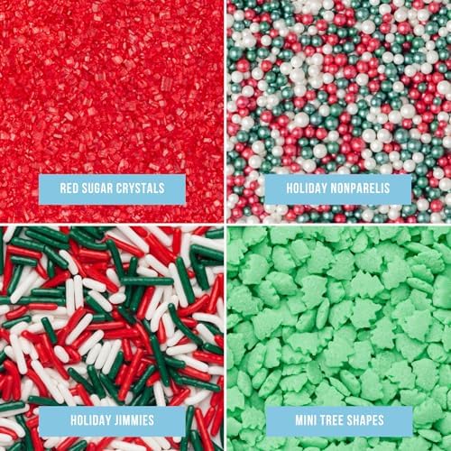 Sweets Indeed Christmas Sprinkles Mix – 10.90 oz Holiday Blend | Edible Jimmies, Nonpareils & Sugar Pearls for Decorating Christmas Cookies, Cakes, Cupcakes & Festive Desserts