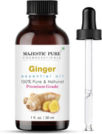 Majestic Pure Essential Oil with Glass Dropper - 100% Pure and Natural - Essential Oils for Diffuser, Aromatherapy, Soap and Candle Making, Ginger Essential Oil, Ginger Oil, 1 Fl Oz