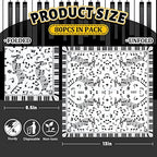 Whaline 80 Pcs Music Notes Paper Napkins 6.5 x 6.5 Inch Musical Notation Disposable Luncheon Napkin Black White Piano Keys Prints Lunch Napkin for Music Celebration Dinner Tableware Party Supplies