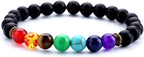 Hamoery Men Women 8mm Lava Rock 7 Chakra Beads Chakra Bracelet Braided Rope Natural Stone Yoga Bracelet Bangle