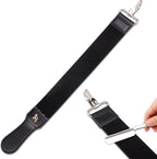 ZORZA 1Pcs Dual-Sided Leather Sharpening Straps Professional Barber Leather Strap Straight Razor Strop with Cowhide & Canvas for Enhanced Razor Sharpening & Smoothing Experience (Black)（Cowhide）