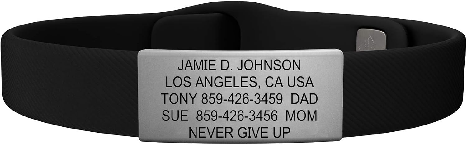 ROAD iD - Official ID Bracelet - The Wrist ID Elite - Silicone Pin-Tuck - for Athletes