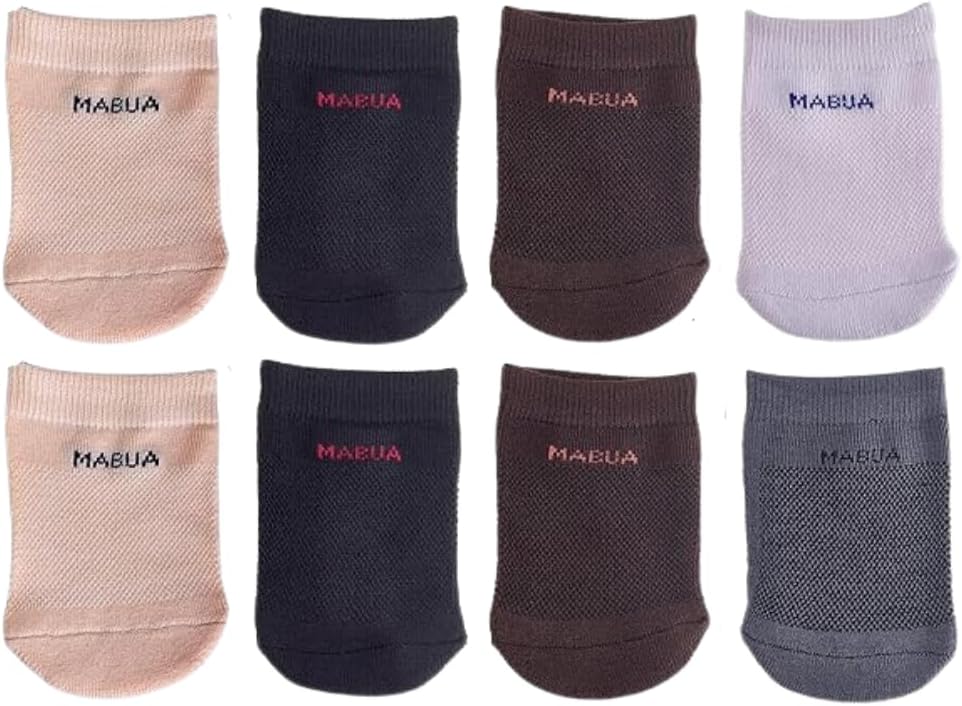 MABUA 8 Pairs Toe Socks Women No show Invisible Inside Shoes Non Skid Half Socks