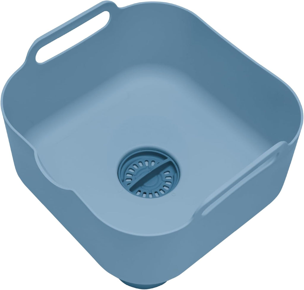 ReBorn - Recycled Washing Up Bowl - Kitchen Dish Wash & Drain - Large Carry Handles - Integrated Plug - Useful Pour Spout - 9 litres Capacity - Made in Britain (Avon Blue)