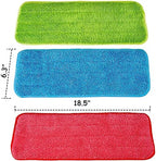 Microfiber Replacement Mop Pads, 18" x 6" Wet & Dry Home & Commercial Cleaning Refills, Colorful Reusable Floor Mop Pads, Washable Floor Cleaning Pads, 6 Pack