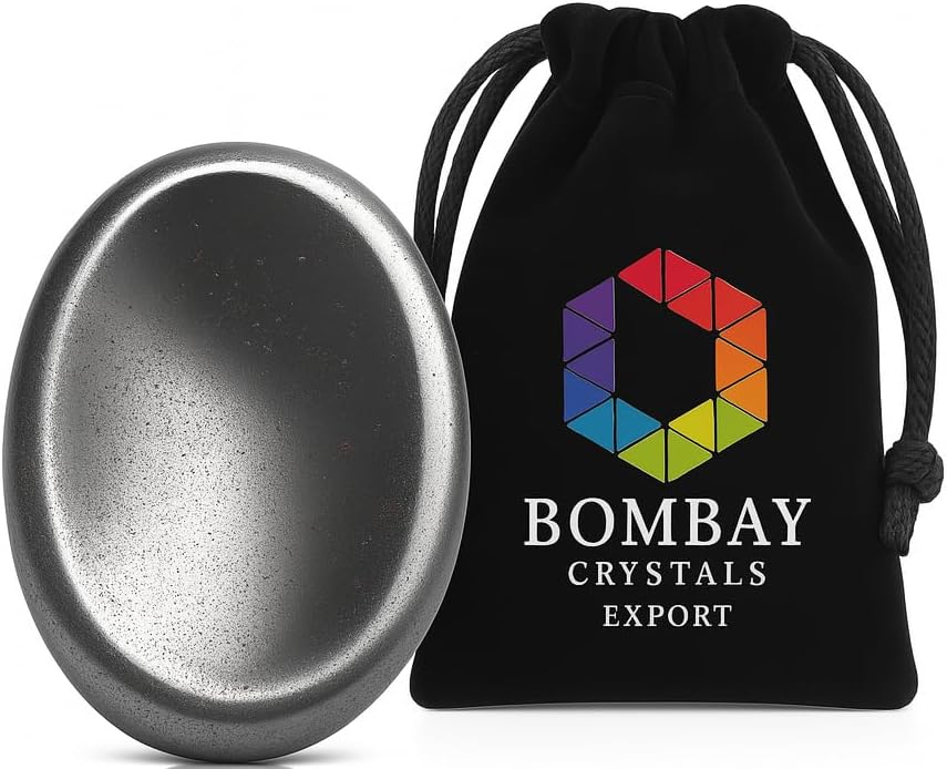 Hematite Worry Stone – Natural Polished Thumb Palm Stone for Grounding, Protection & Mental Strength – Pocket Fidget Crystal for Calm & Focus