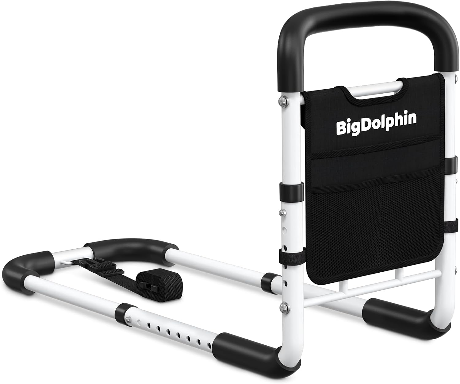 Bed Rails for Elderly Adults - ASTM Approved Adjustable Bed Cane with Non-Slip Ergonomic Handle & Storage Pocket, Bed Railings for Seniors Hold up to 350 LBS, Tool-Free