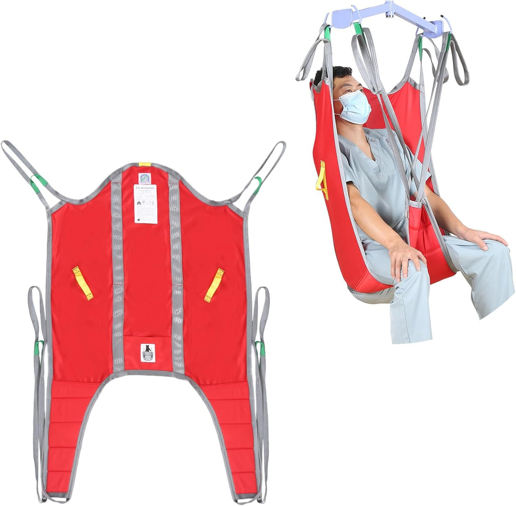 Toileting Lift Sling with High Back, Universal Patient Lift Sling with Divided Leg U-Sling for Transfer, Sitting & Commode Use, 500lbs(Medium)