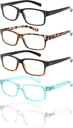 NORPERWIS Reading Glasses 5 Pairs Quality Readers Spring Hinge Glasses for Reading for Men and Women (5 Pack Mix Color -3, 2.00)