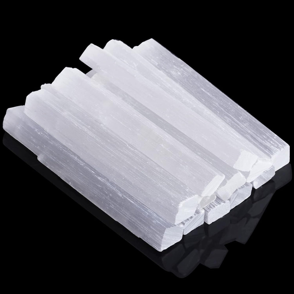 Tayfremn 12 Pieces Selenite Crystal Sticks Natural Selenite Crystal Wands 4 Inches Selenite Sticks White Raw Rough Crystals Wand for Healing Energy Drawing