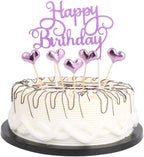 Purple Happy Birthday Cake Toppers letters"happy birthday "and love star,Party