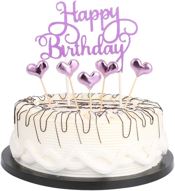 Purple Happy Birthday Cake Toppers letters"happy birthday "and love star,Party