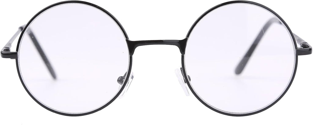 Agstum Round Vintage Reading Glasses Metal Frame Spring Hinge Readers (Strength +1.5, Black)
