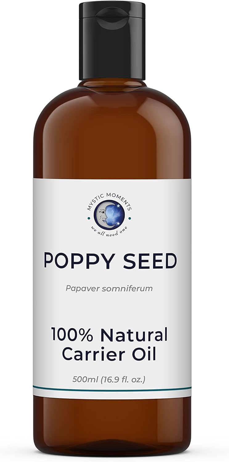 Mystic Moments| Poppy Seed Carrier Oil 500ml | Papaver Somniferum | Lightweight Moisturising Oil for Skin & Hair | Ideal for Skincare, Massage & Cosmetic Use | Smooth Conditioning