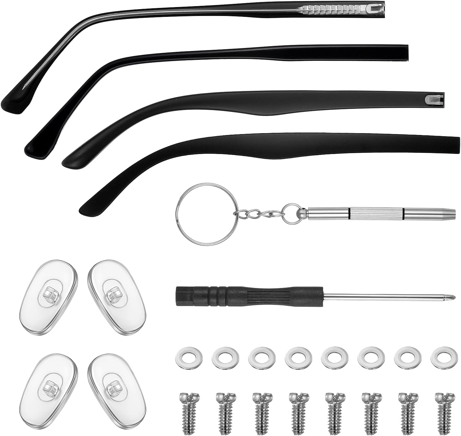2 Pairs Glasses Repair Arm Legs 2 Styles Black Glasses Legs Replacement Eyewear Fix Adjustment Accessories Eyeglasses Repair Leg Sunglasses Eyeglasses Frame Temple Accessory (Double Teeth)