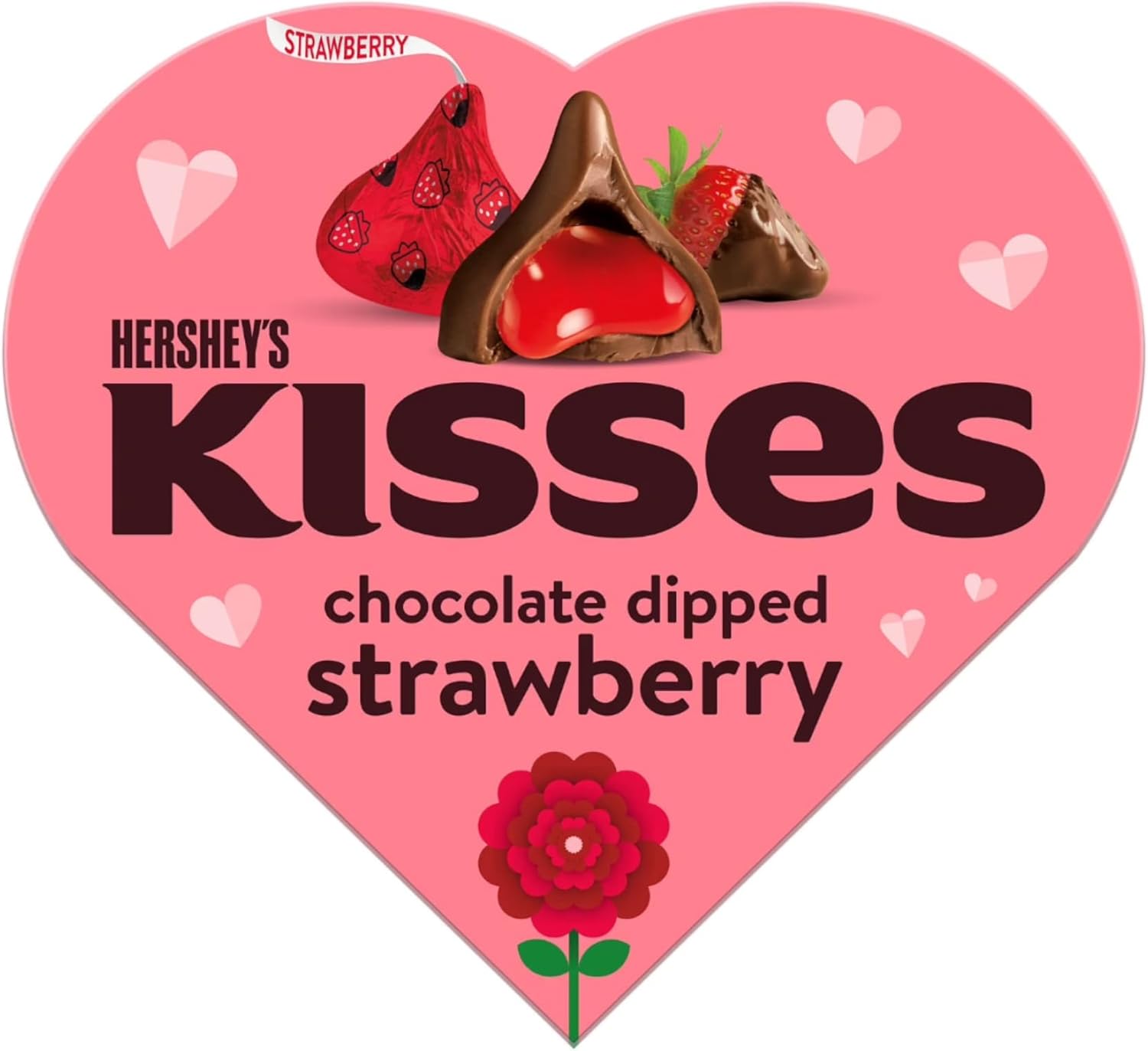 Hershey's Kisses Chocolate Dipped Strawberry - Heart Shaped Box - Strawberry Filled Kisses - Perfect for Valentine's Day and Sharing with that Special Someone