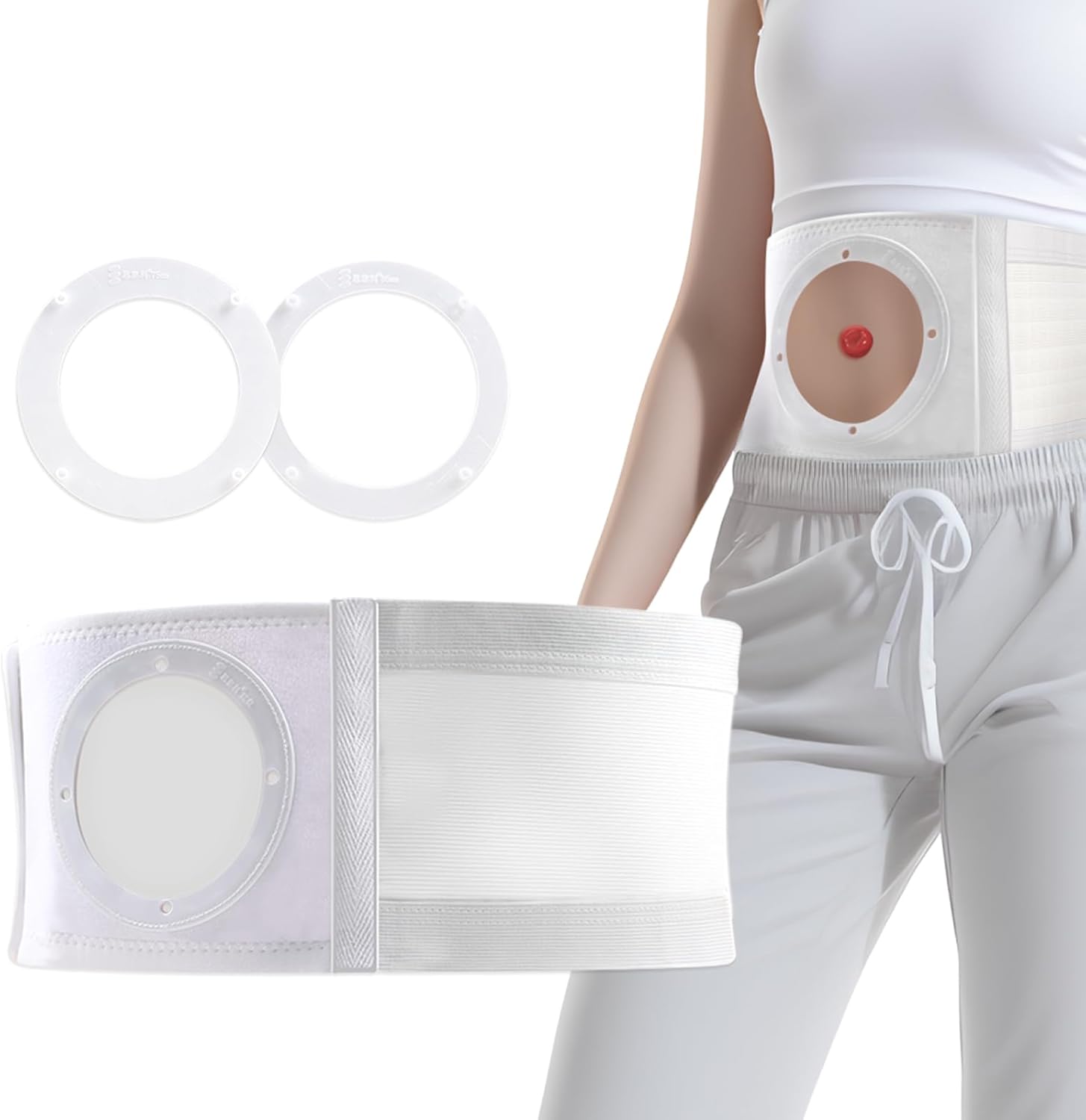 Adjustable Ostomy Support Belt for Men & Women, Breathable Abdominal Binder with Multiple Hole Sizes, Elastic Ostomy Bag Stabilizer, Post-Surgery Comfort Girdle, All-Season Fit (Large)