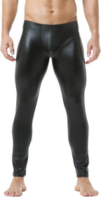 DTODWW Men's Faux Leather Activewear Leggings Slim Fit Tight Pants Long PU Pants for Men Clubwear