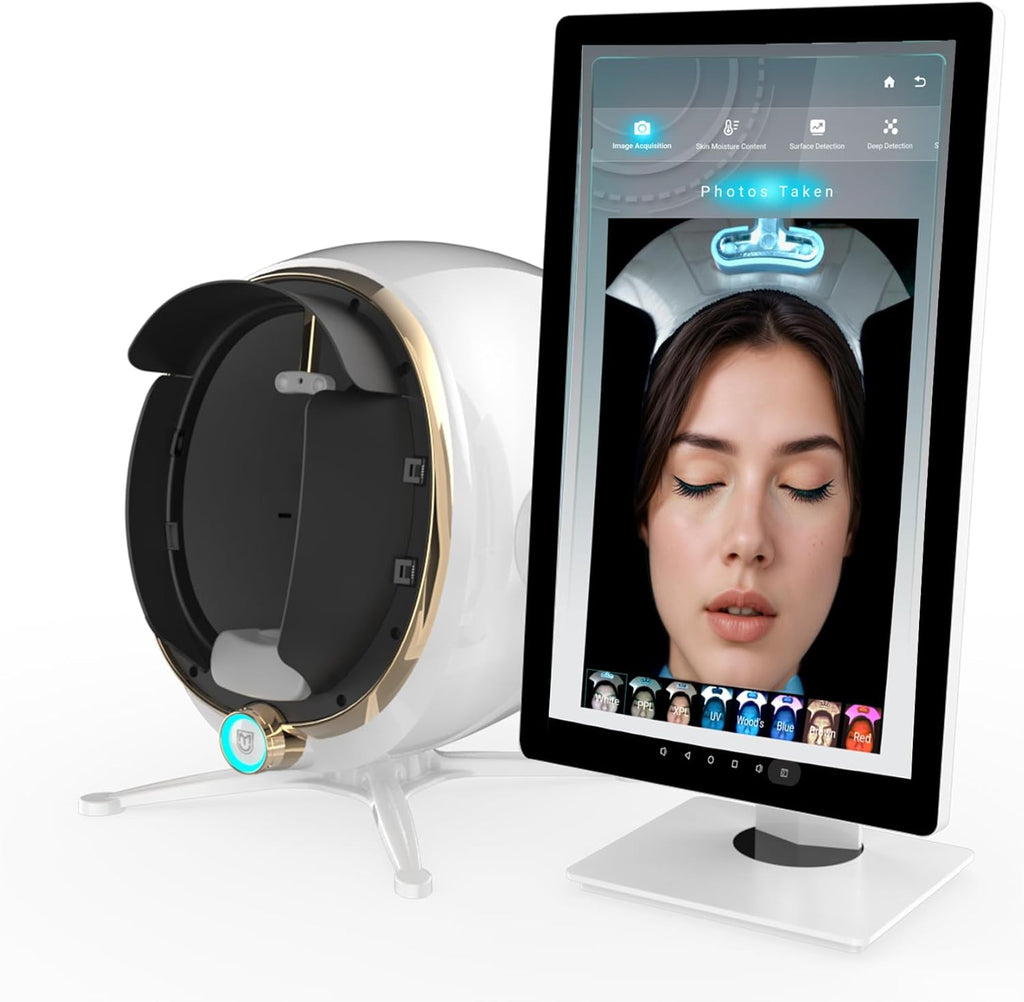 Skin Analysis Machine Professional - 21.5" HD Display, AI-Powered Facial Scanner for Salons & Spas,Product recommendations, 8-Spectral Imaging (Acne/Pigmentation/Wrinkle Detection), Multi-Language
