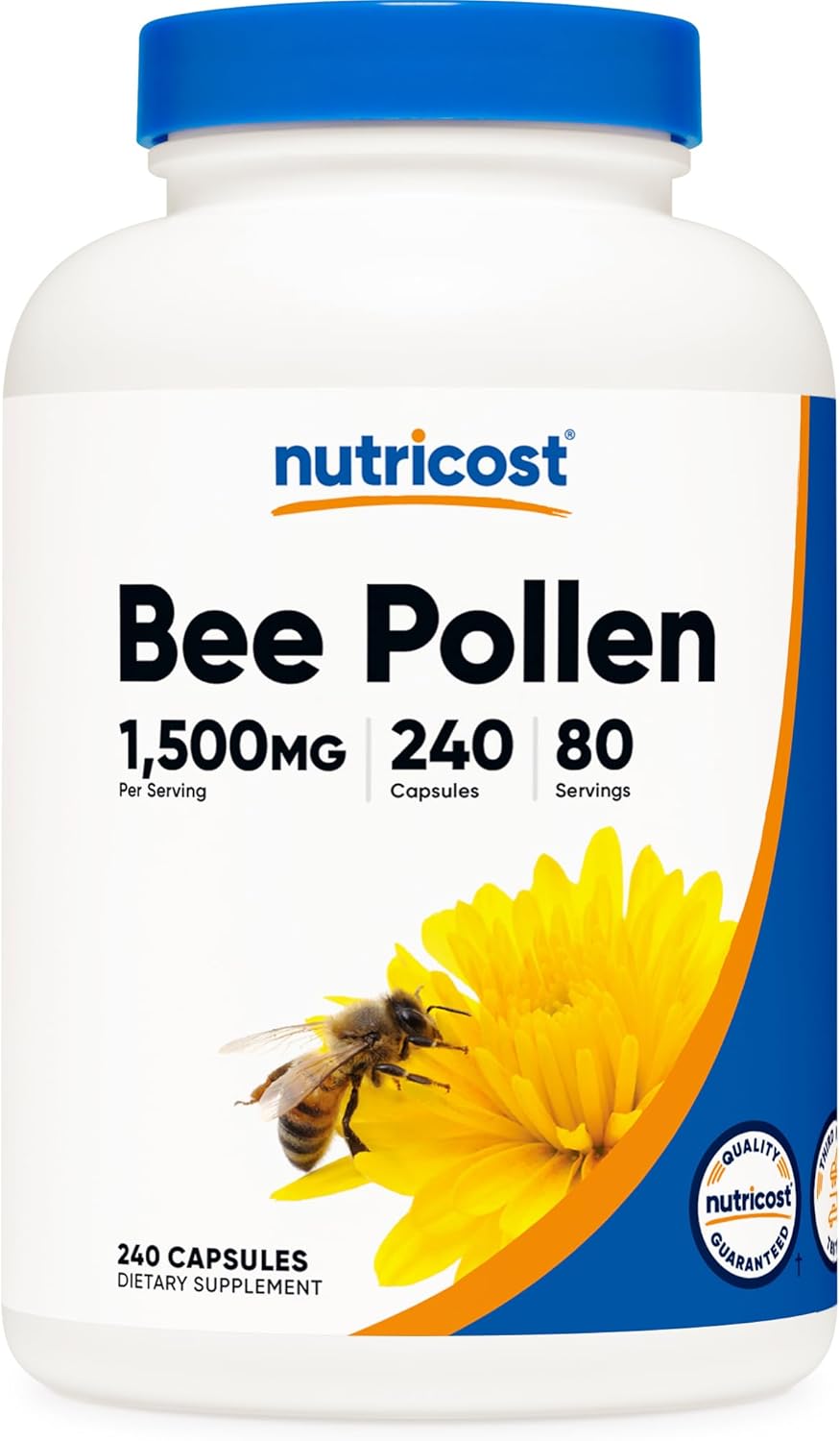 Nutricost Bee Pollen (240 Capsules, 80 Servings) (1,500MG Per Serving) - Non-GMO, GMP Compliant