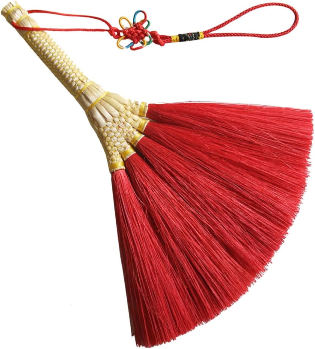KICHOUSE Hand-Woven Red Small Broom Pendant Hanging Ornament for Charm Chinese Style New Year Decor