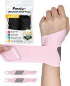 2-Pack Handicraft Wrist Wraps,Adjustable Premium Wrist Brace for Women&Men,Elastic Compression Sleeves Support Strap with Thumb Loop,Working Golf Protector Soft Ace Yoga,Arthritis-Right&left(Pink)