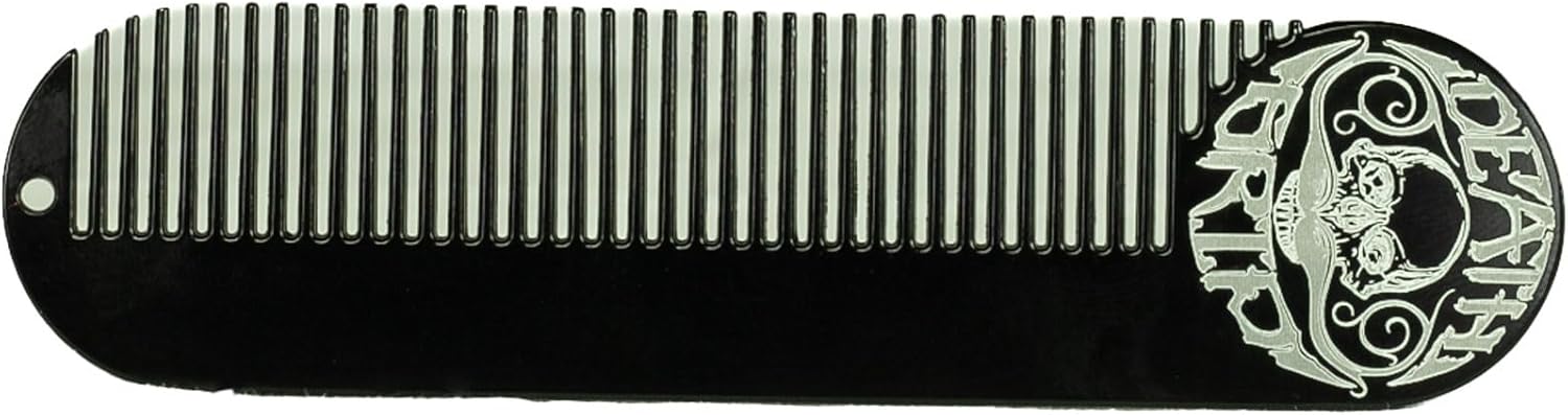 Mustache & Beard Comb Or Fine Tooth Moustache Pocket Metal Powder Coated Black Keychain Comb For Men - 5 x 1.25 Inches by Death Grip (Large)
